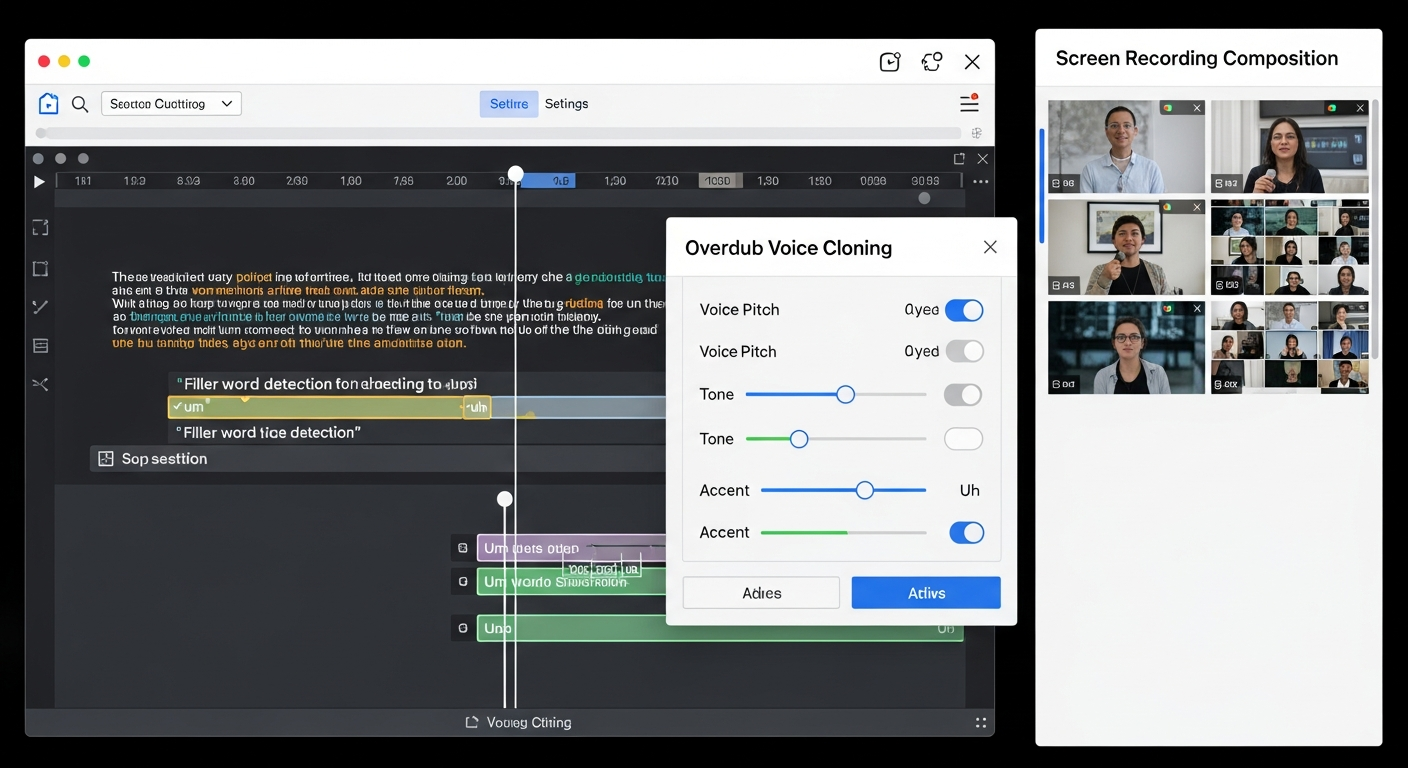 Descript AI overdub and filler word removal workflow