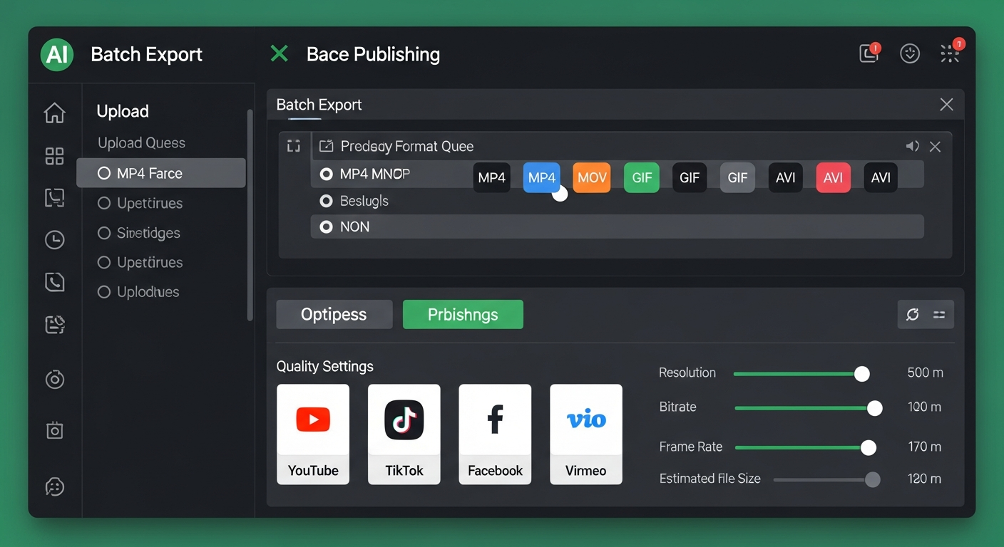 InVideo batch export and social media publishing workflow panel