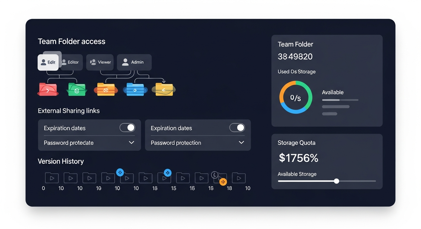 pCloud team permissions and sharing controls dashboard